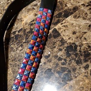 1.5 inch pyramid studded belt - pink and purple